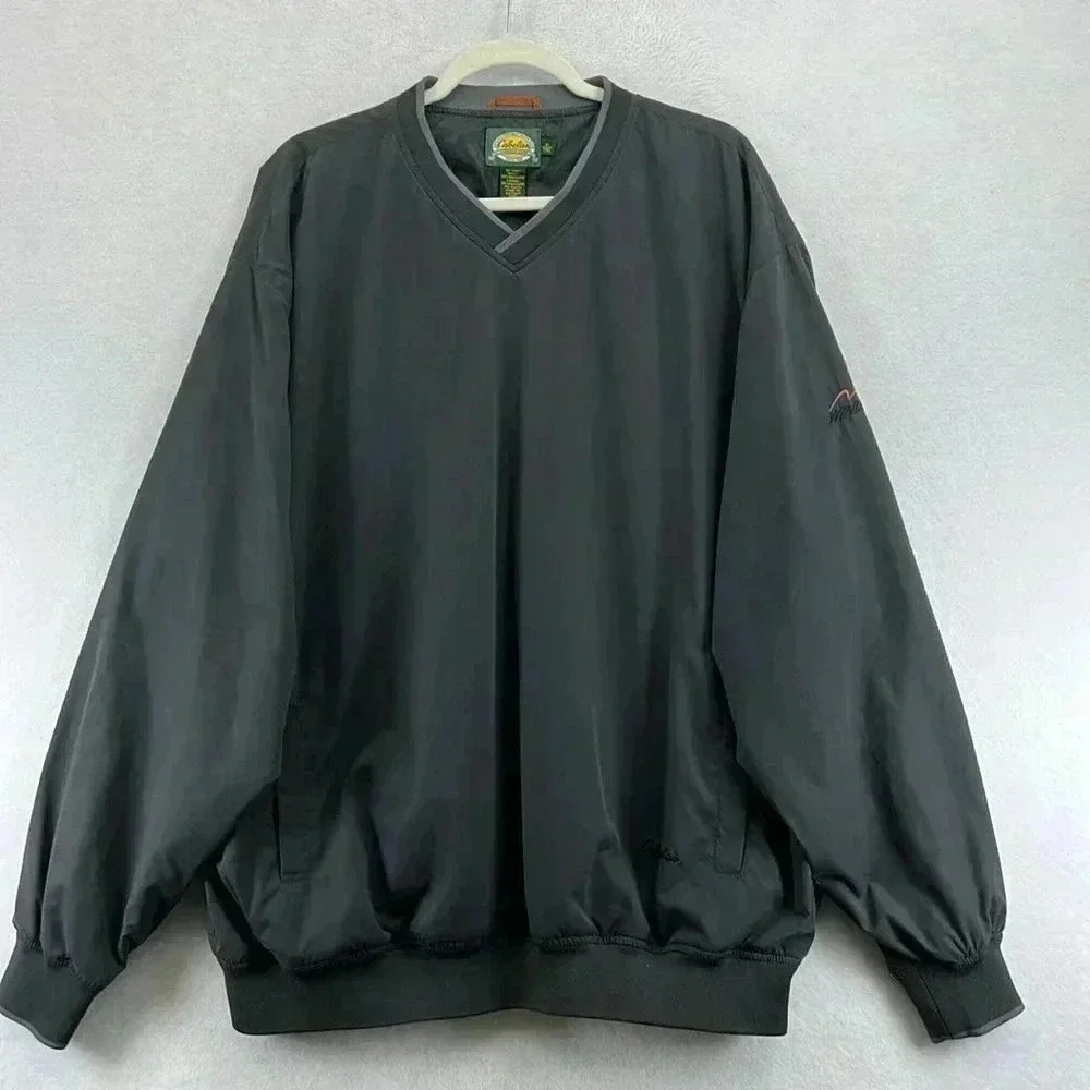 Cabela’s Men’s Windbreaker Sz XL Tall Gray V-neck Long Sleeve Lined Polyester